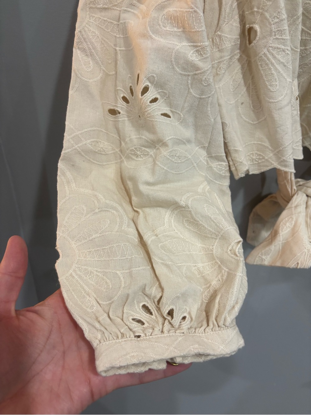 Cleobella cream eyelet open back blouse top boho bohemian hippie cottagecore L - Picture 10 of 10